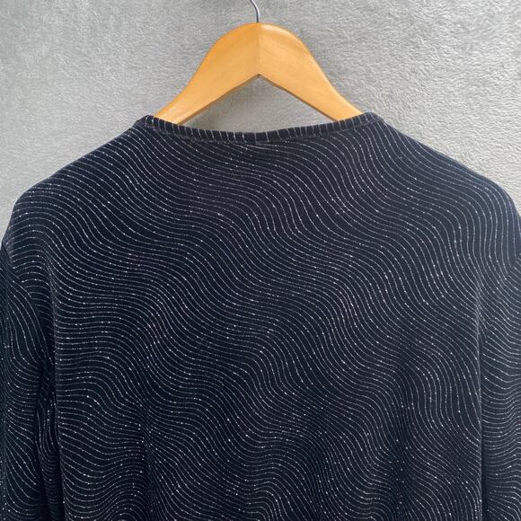 Notations Shirt Jacket XL Black Velvet Open Front‎ Stretch Party Formal Glam - Picture 7 of 15